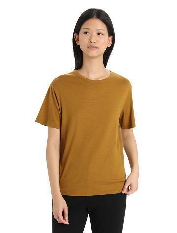 Dámské Tričko Icebreaker Merino Granary Krátké Sleeve Hnědé | CZ 1366WNBY